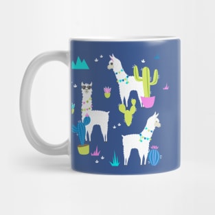 Summer Llama Pattern in Neon Mug